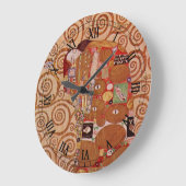 フルフィルメントby Gustavクリムト,ヴィンテージアールヌーボー ラージ壁時計 (傾斜)