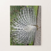 フルフェザースプレッドJの美しい白い孔雀 ジグソーパズル (縦)