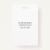 フルフォトおよびスモールロゴ従業員ID バッジ (裏面)