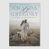 フルフォトをスクリプトエレガントで日付マグネットを保存 マグネット招待状 (正面)