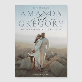 フルフォトをスクリプトエレガントで日付マグネットを保存 マグネット招待状