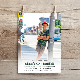 フルフォトカスタマイズ任意の年齢のモダン誕生日 招待状