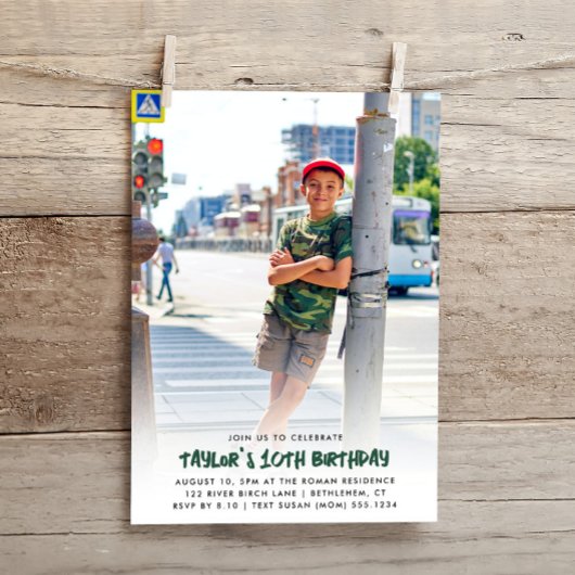 フルフォトカスタマイズ任意の年齢のモダン誕生日 招待状