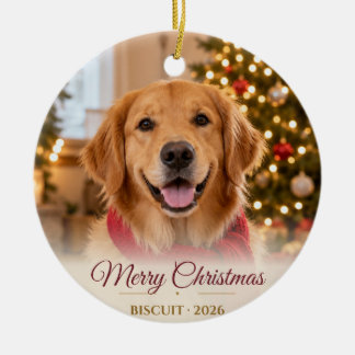 フルフォトクリームクリスマスペット セラミックオーナメント