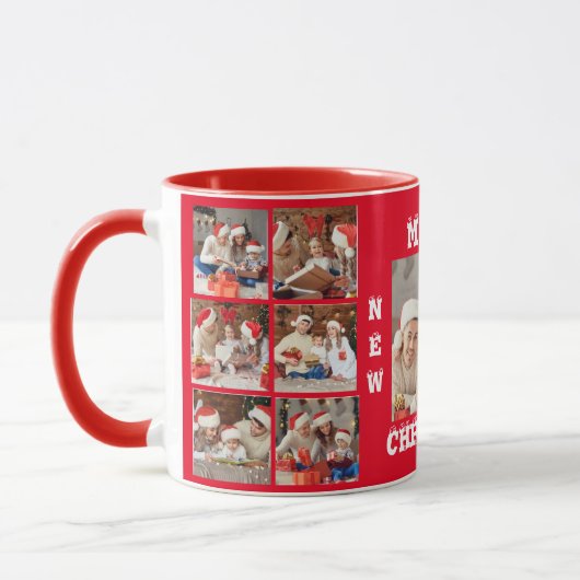 フルフォトコラージメリークリスマスマグカップ赤コラージュ マグカップ (左)