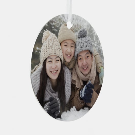 フルフォトシーズンの挨拶レッド両面印刷 メタルオーナメント (正面右)