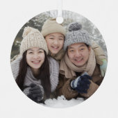 フルフォトシーズンの挨拶レッド両面印刷 メタルオーナメント (正面)