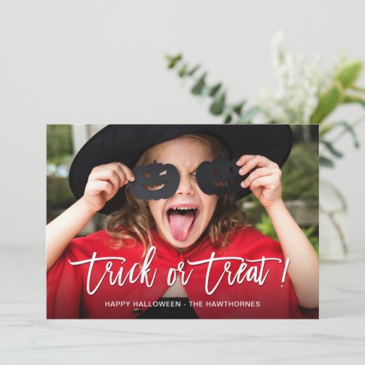 フルフォトトリックまたはトリートハッピーハローウィン シーズンカード (スタンド正面)