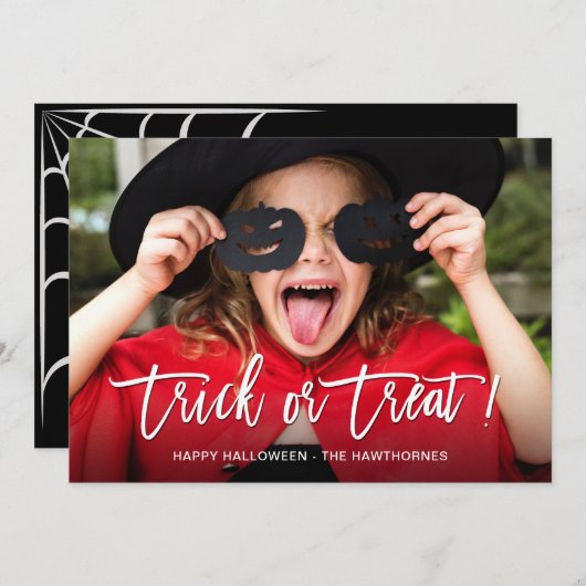 フルフォトトリックまたはトリートハッピーハローウィン シーズンカード (正面/裏面)