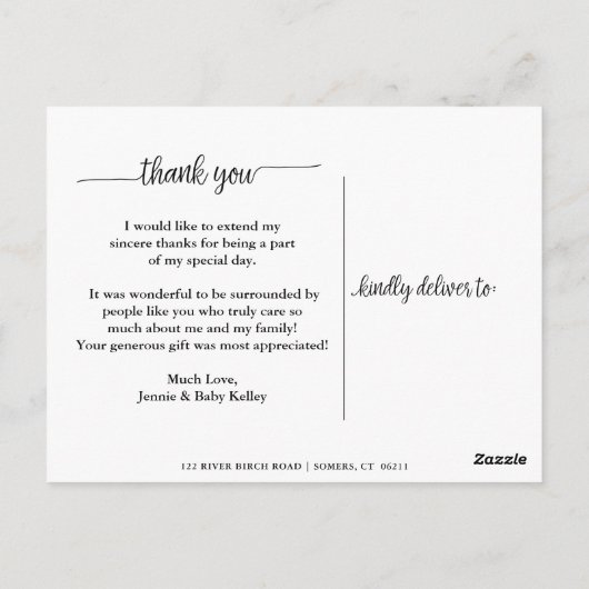 フルフォトトレンディースクリプトありがとうはがき ポストカード (裏面)