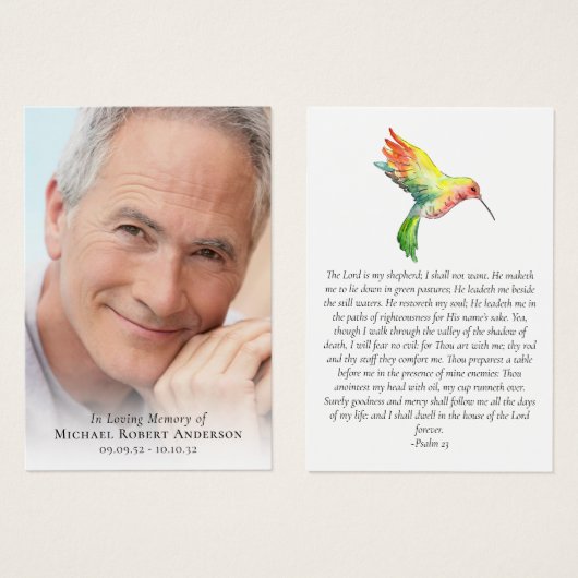 フルフォトハミングバード祈りの言葉カード (正面&裏面)