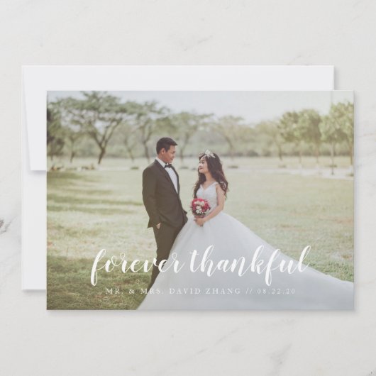 フルフォトハンドレタリングあり結婚と サンキューカード (正面)