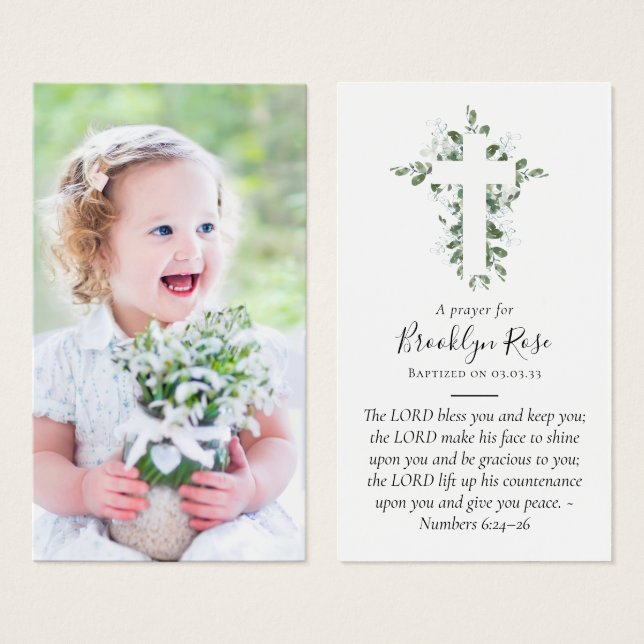 フルフォトバプテスマ祈りの言葉カード (正面&裏面)