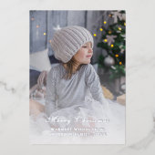 フルフォトパーソナライズドクリスマスシルバー 箔シーズンカード (正面)
