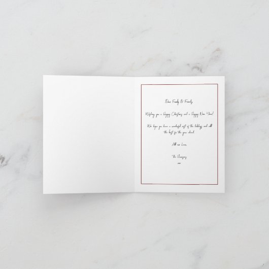 フルフォトファミリークリスマスモダンタイポグラフィ シーズンカード (内部)