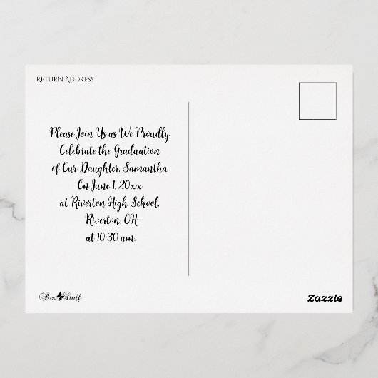 フルフォトフォイル卒業発表はがき 箔招待状ポストカード (裏面)