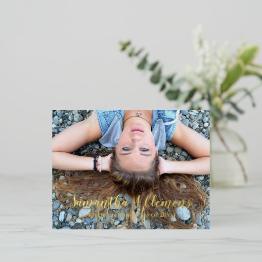 フルフォトフォイル卒業発表はがき 箔招待状ポストカード (立ち正面)