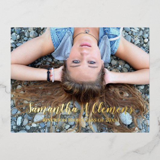 フルフォトフォイル卒業発表はがき 箔招待状ポストカード (正面)