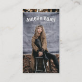 フルフォトフォトフォトブラック&ホワイトスクリプト 名刺 (正面)