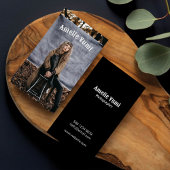 フルフォトフォトフォトブラック&ホワイトスクリプト 名刺