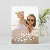 フルフォトホワイトレタリングオーバーレイメリークリスマス シーズンカード (スタンド正面)