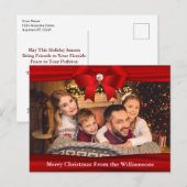 フルフォトポストカードレッドリボンダイヤモンドあなたのテキスト ポストカード (正面/裏面)