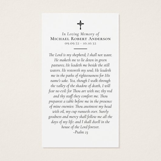 フルフォトメモリアル祈りの言葉カード (裏面)