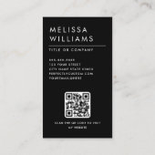 フルフォトモダミニマルQRコードブラック 名刺 (裏面)