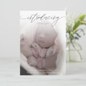 フルフォトモダン生誕発表ピンク 案内状 (スタンド正面)