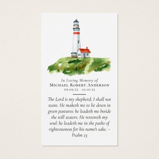 フルフォトライトハウスメモリアル祈りの言葉カード (裏面)