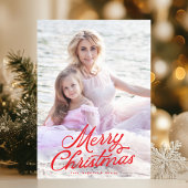 フルフォトレッドレタリングオーバーレイメリークリスマス シーズンカード