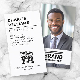 フルフォトロモダンゴのミニマルQRコードホワイト 名刺