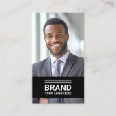 フルフォトロモダンゴQRコーミニマルドブラック 名刺 (正面)