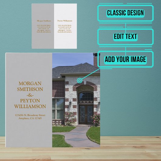 フルフォト付きカップル通話カード（スクエアグレー） スクエア名刺