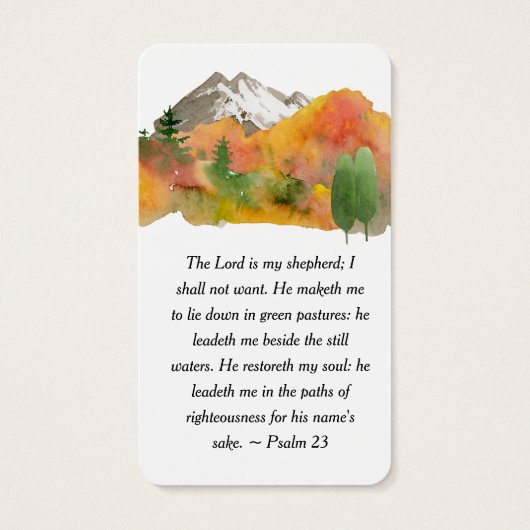 フルフォト秋マウンテン祈りの言葉カード (裏面)