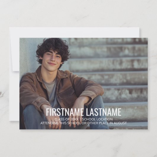 フルフォト素朴卒業発表とパーティー 招待状 (正面)