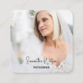 フルフォト赤面ピンクフェミニントレンディー写真家 スクエア名刺 (正面)