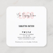 フルフォト赤面ピンクフェミニントレンディー写真家 スクエア名刺 (裏面)