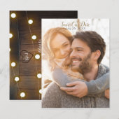 フルフォト ルースティック ウッド バレル ライト セーブ・ザ・デート 案内ポストカード (正面/裏面)