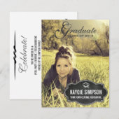 フルフォト 卒業パーティー チョークボードタグ付き 招待状 (正面/裏面)