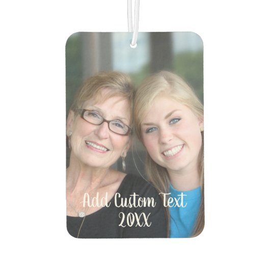 フルフォト – 垂直ポートレートレイアウトスクリプト文字 カーエアーフレッシュナー (裏面)