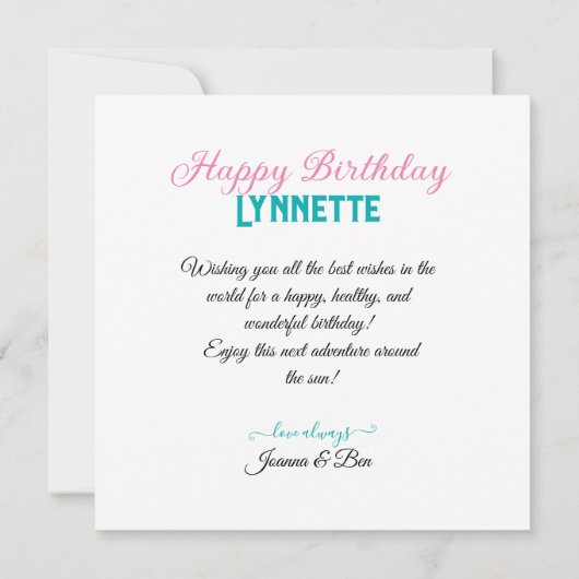 フルフローラをテーマにしたお誕生日ケーキ カード (裏面)