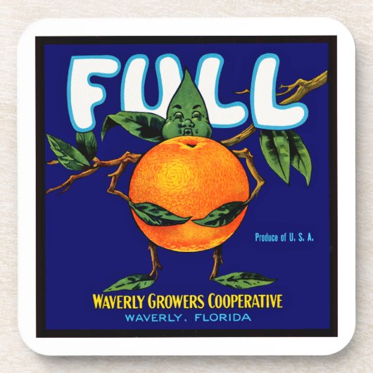 フルブランドオレンジのラベル コースター (正面)