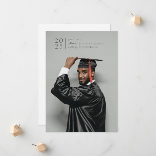 フルブリッモダンドシンプル写真はっきりした年 案内状 (正面/裏面インサイチュ)