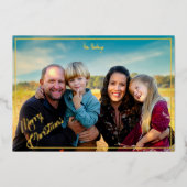 フルブリードのホリデー フォト カード ゴールド フォイル (正面)