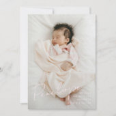 フルブリードのモダンなカリグラフィー ベビー名 案内状 (正面)