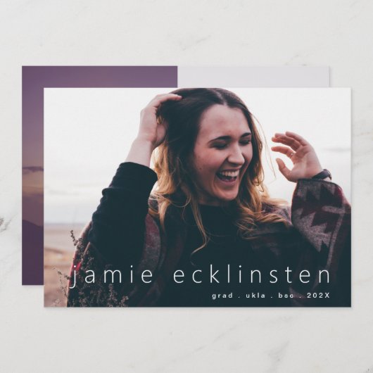 フルブリードはっきりした文字グラーカスタムドテンプレート写真 案内状 (正面/裏面)