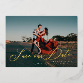 フルブリードは日付をフォイルでスクリプトに保存エレガントする 箔招待状