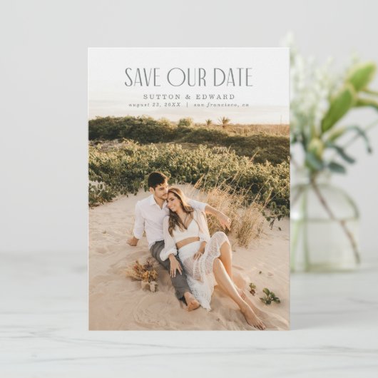 フルブリードエレガントフォトカード セーブザデート (スタンド正面)