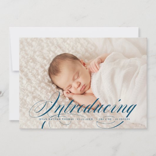 フルブリードエレガントフォト新生児の紹介 案内状 (正面)
